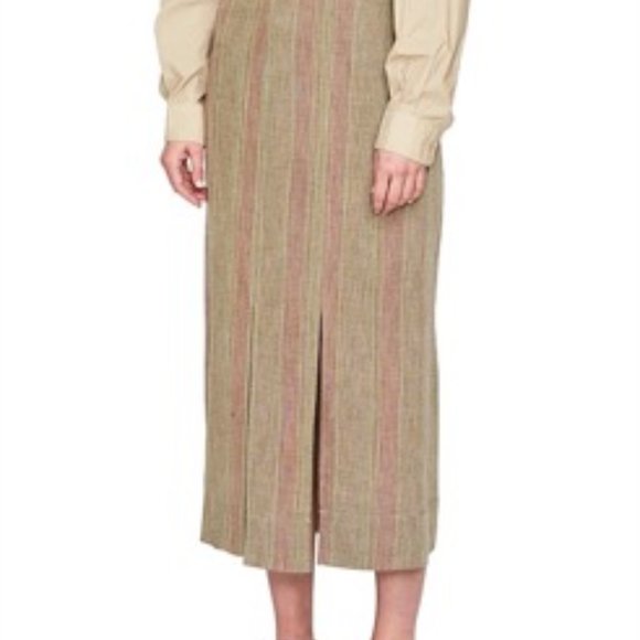 BASSIKE STRIPE GAUZE PLEAT SKIRT NWT - Picture 2 of 5